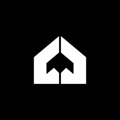 Home and rocket combination logo design.