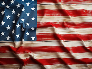 Gorgious An elevated view of usa american flag on wooden surface