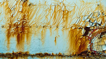 ペンキが塗られた錆びた鉄板