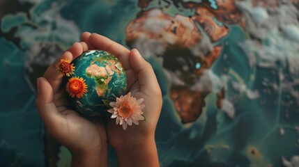 The concept of world humanitarian day, copy space. Earth day concept