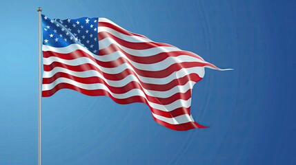 American flag waving on blue background Vector illustration