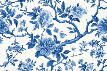 Watercolor Seamless pattern with blue and white