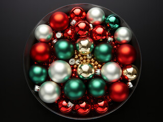 Gorgious Christmas composition, gifts, fir tree branches, red decorations on white wall