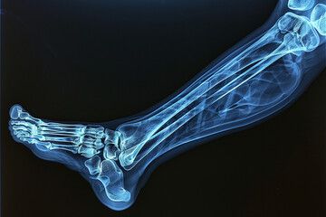 人の脚部のレントゲン写真「AI生成画像」