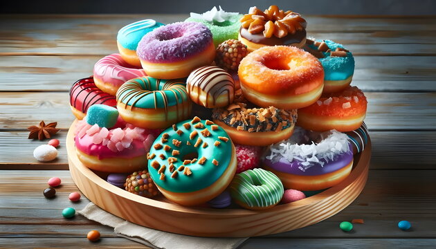 Indulge in the sweet celebration of National Donut Day with our vibrant collection of donut images. From classic glazed to whimsical toppings. - Powered by Adobe