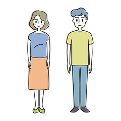 大人の男女　全身イラスト