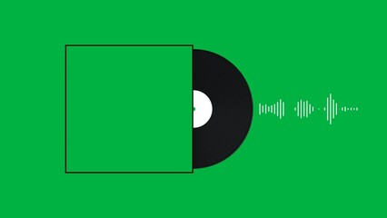 animated cd player and audio spectrum on green screen background