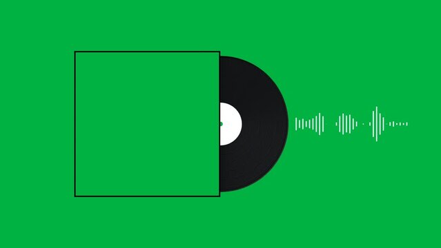 animated cd player and audio spectrum on green screen background