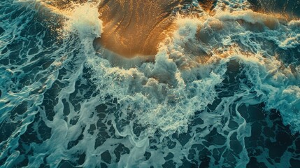 crashing waves on the shoreline beach