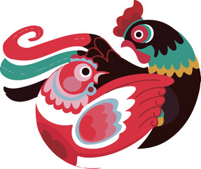 Whimsical Love: Colorful Cartoon Vector Illustration of Mandarin Ducks