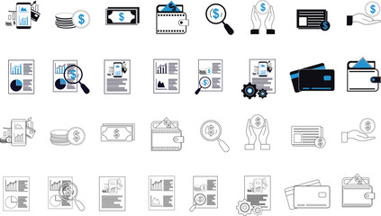 Comprehensive Financial Technology Icon Set - Fintech Icons for Digital Finance Solutions