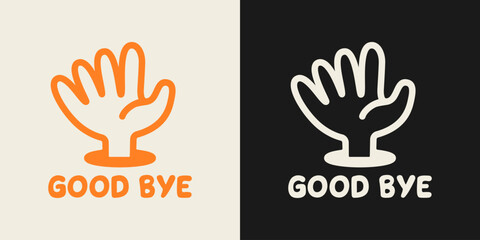 Stylish good bye, moving hand gesture illustration for printable products.