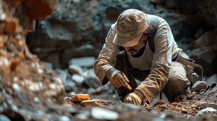 Unearthing Ancient Mysteries - Archaeologist Excavating Artifacts