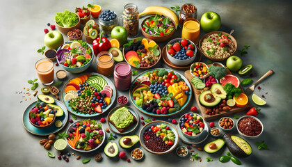 Fototapeta premium a lot of colorful group of foods
