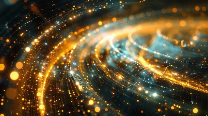 Obraz premium A conceptual representation of quantum computing, showcasing a superposition of qubits in a quantum state, symbolizing the potential of quantum mechanics in computing technology