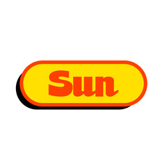 Sun text sticker, summer design label. Vector illustration