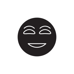 Laughing face emoji vector flat black trendy style illustration on white background..eps