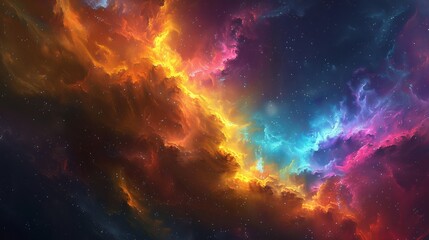 Fototapeta premium An awe-inspiring image of the cosmos, showcasing a vibrant nebula against the backdrop of countless stars, illustrating the vastness and beauty of the universe.