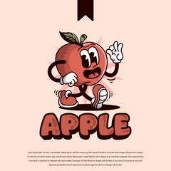 Apple Vintage Cartoon Mascot Logo