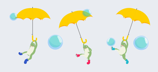 雨降りを喜んでいるカエル