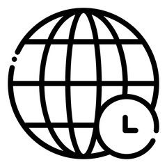 Time Zone Icon in Line Style