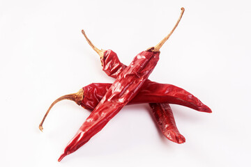 Dried chilies isolated on white background