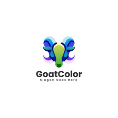 Vector Logo Illustration Goat Gradient Colorful Style