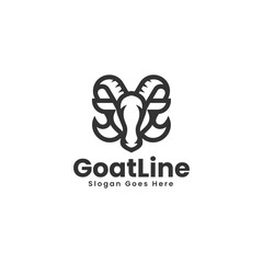 Vector Logo Illustration Goat Line Art Style