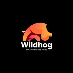 Vector Logo Illustration Hog Gradient Colorful Style