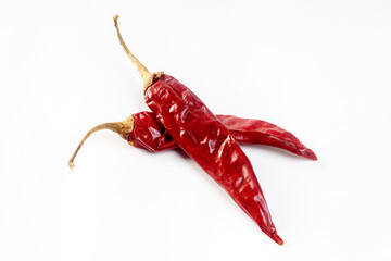 Dried chilies isolated on white background