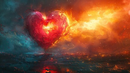 An abstract illustration of a heart with rays of light, symbolizing the power of love and freedom.