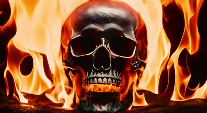 skull in flames