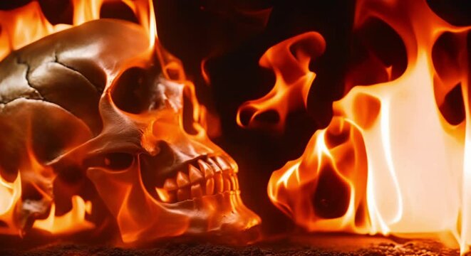 skull in flames