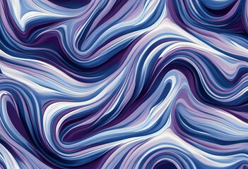 Abstract wavy pattern with shades of blue, purple, and white. The image features fluid, swirling lines creating a dynamic and flowing effect.