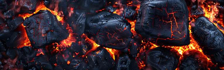 Burning coals in the fire outdoor fire management in a winter isolated background
