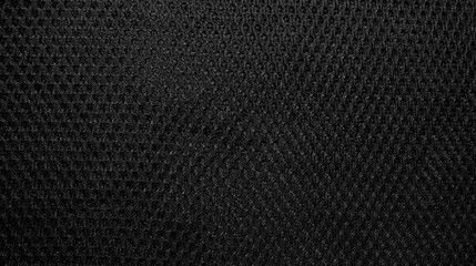 Rough fabric texture background with a mesh or hole pattern with a gray-black gradient. For...
