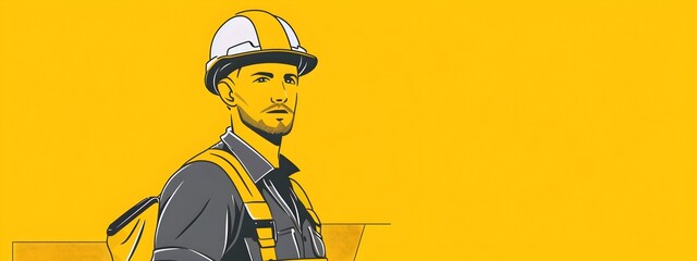 Skilled Electrician in Uniform Repairing Electrical Systems in Industrial or Construction Setting with Bold Duotone Style