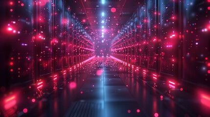Obraz premium Network Dynamics: Dramatic Server Room Backdrop