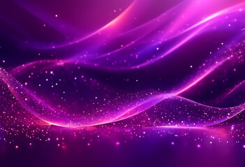 Fototapeta premium A vibrant abstract background featuring flowing waves of purple and pink hues with sparkling particles.