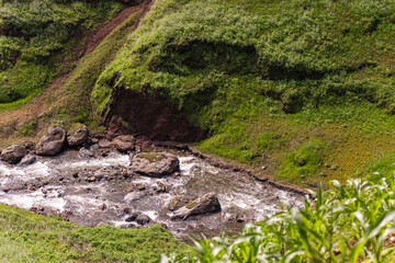 Mountain river nearby Yawu Lake under the Wawu Mountain, in Meishan City of southwest China’s Sichuan Province