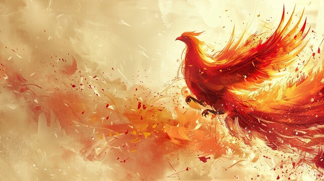 A drawing of a phoenix rising from the ashes, representing the rebirth of democratic values.
