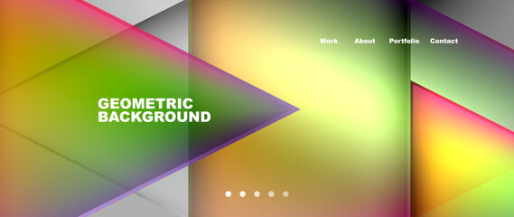 Metal triangles with colorful bright triangles. Geometric modern minimalist design template