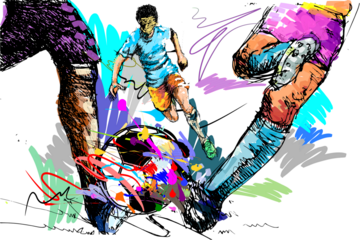 sketch sport art football action shoot balls brush style