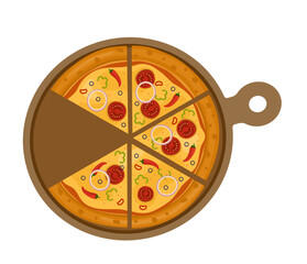 Mexican Pizza. Vector illustration of italian pizza. Pizza with chili, basil, tomato, peppers, onion and cheese