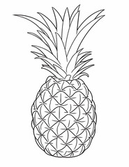 Pineapple coloring pages for kids, hand draw sketch illustration