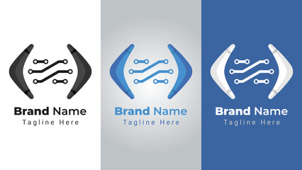 Boomerang Code Logo, combination of 2 boomerangs like code symbol