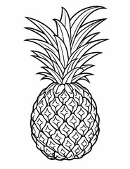 Pineapple coloring pages for kids, hand draw sketch illustration