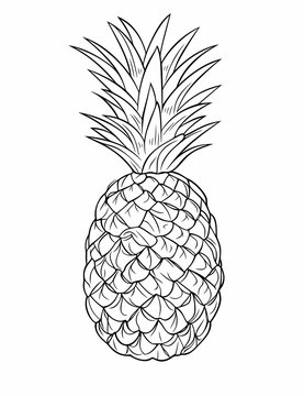 recommend clip art: Pineapple coloring pages for kids, hand draw sketch illustration