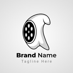 Obraz premium Ghost Movie Logo, combination of the white ghost logo with film or movie roll face