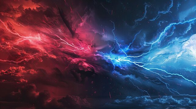 red and blue battle lightning background